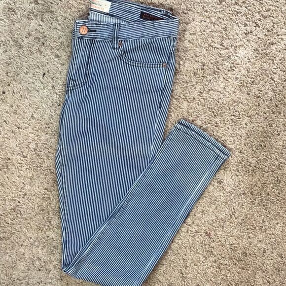 Williamsburg Garment Co. striped custom low rise skinny jeans made in Brooklyn - Picture 2 of 10